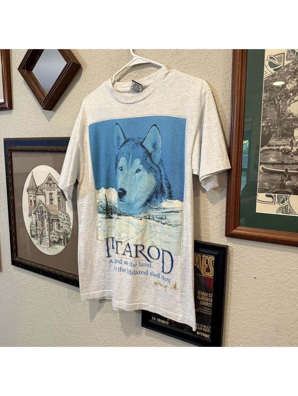 Vintage 90s Alaska Iditarod Race Shirt Size Medium Single Stitch Husky Souvenir